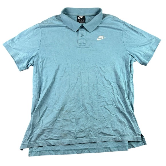 Nike Sportswear Mens Jersey Cotton Polo Shirt Diffused Blue White Swoosh Size XL - Picture 1 of 8